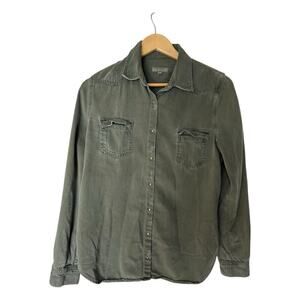Equipment Femme Military Green Button Down Top Size Large
